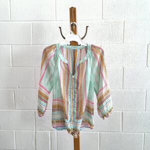 Vintage Ladies Pastel Striped Blouse